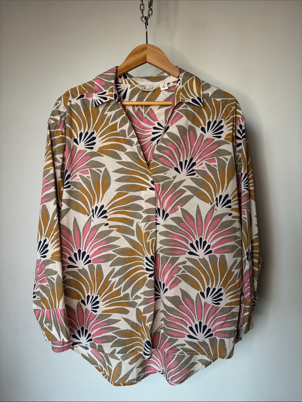 Caffé Marrakesh Floral-Print Long Sleeve Tunic Blouse Size Medium